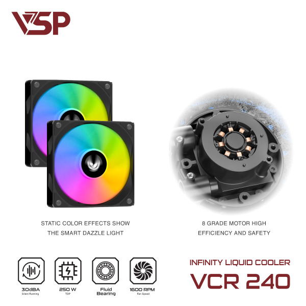 VCR-240 - Tản nhiệt nước VSP Infinity Liquid Cooler VCR-240 Đen - 3