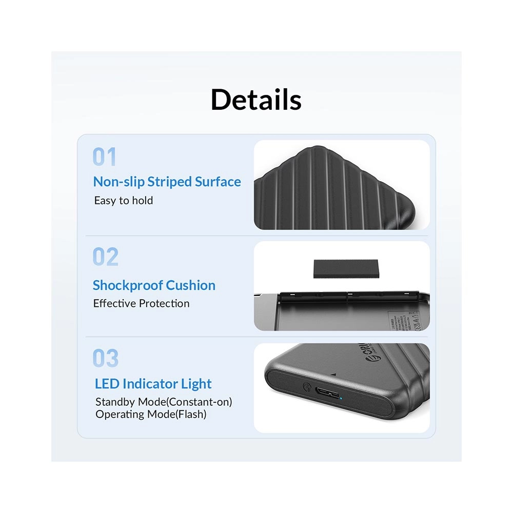 25PW1-U3 - Box hdd 2.5 Orico (25PW1-U3) đen, usb 3.0 - 3
