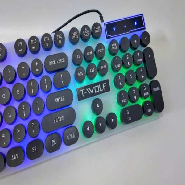KEYBOARD T-WOLF T11 - KEYBOARD T-WOLF T11 (Black 104 key LED USB 50g 1.5m) - 2