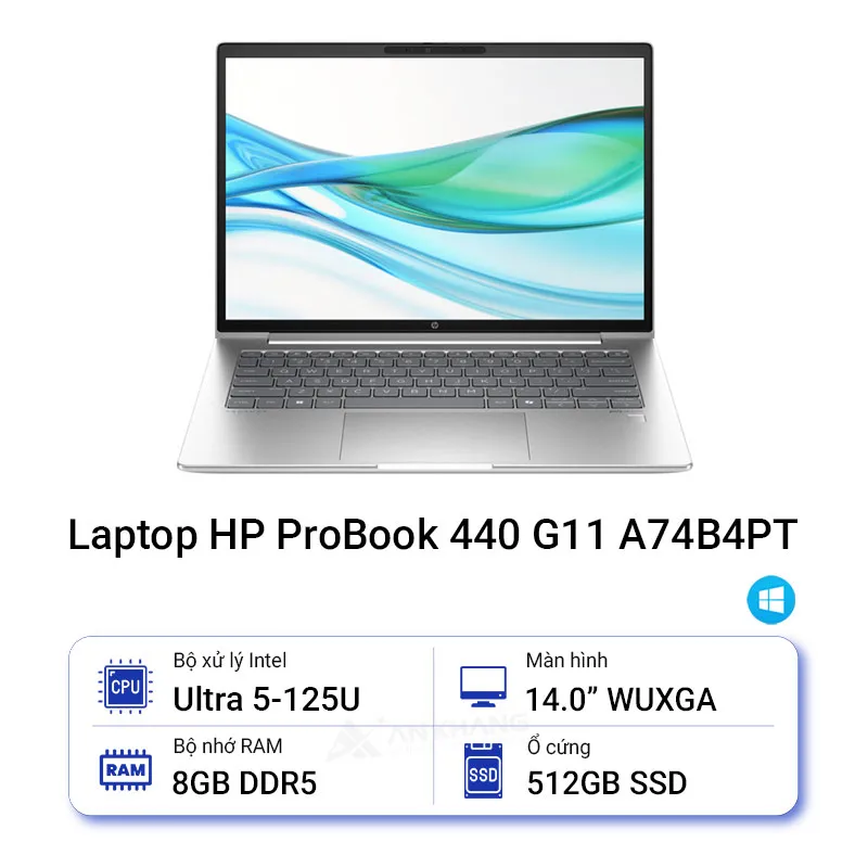 Laptop HP ProBook 440 G11 A74B4PT (Ultra 5 125U/ 8GB/ 512GB SSD/ 14 inch WUXGA/ Win11/ Silver/ Vỏ nhôm)
