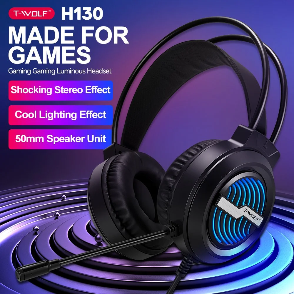 Tai nghe Gaming T-WOLF H130 5.1 LED RGB USB + 2 Jack 3.5mm