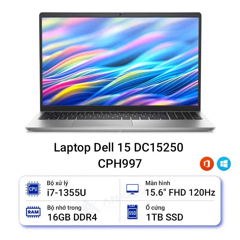 Laptop Dell 15 DC15250 CPH997 (Intel Core i7-1355U | 16GB | 1TB | 15.6 inch FHD IPS | Win 11 | Office | Bạc)