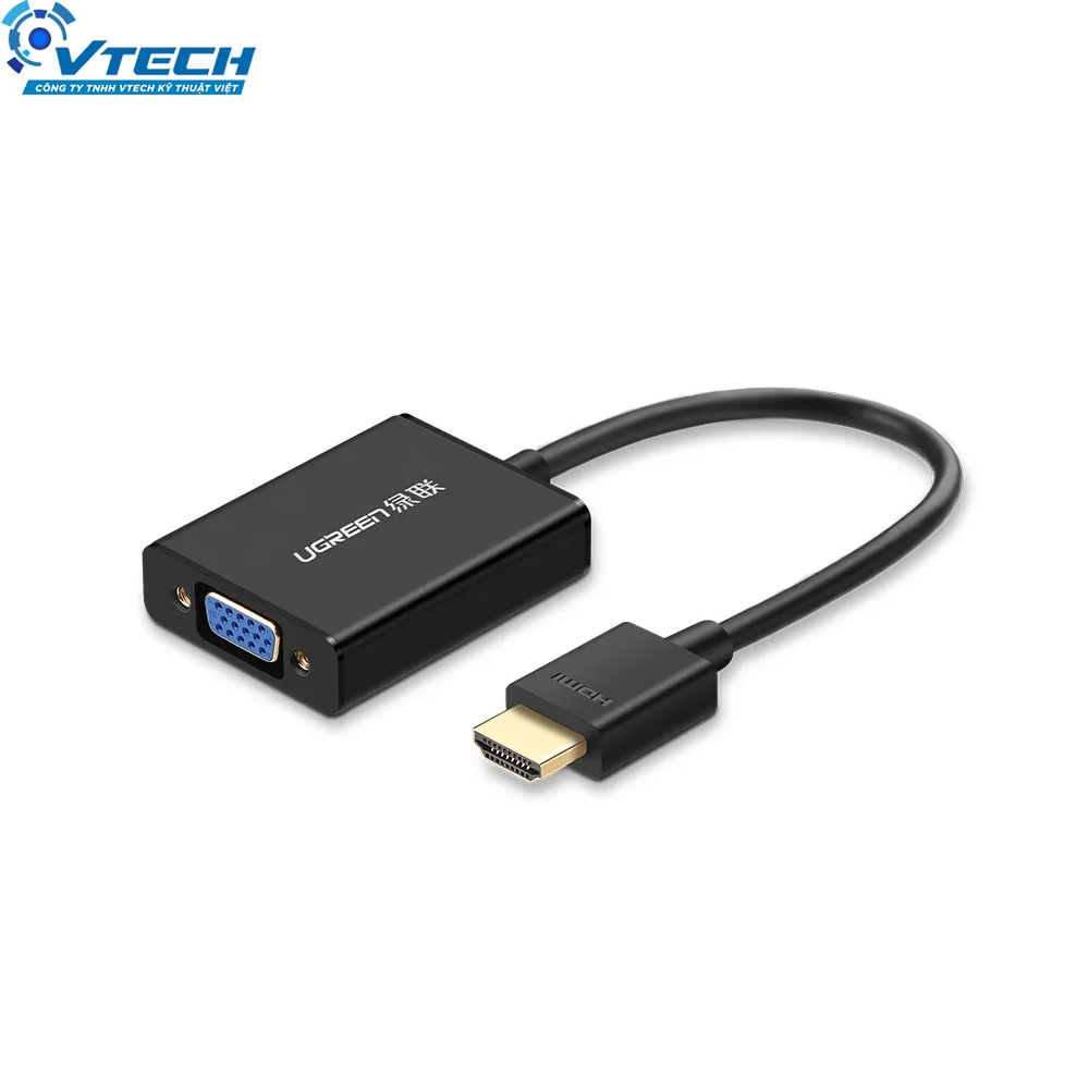 Cap HDMI to vga + audio 3 ly Ugreen 40233 [đen, nguồn phụ micro usb]