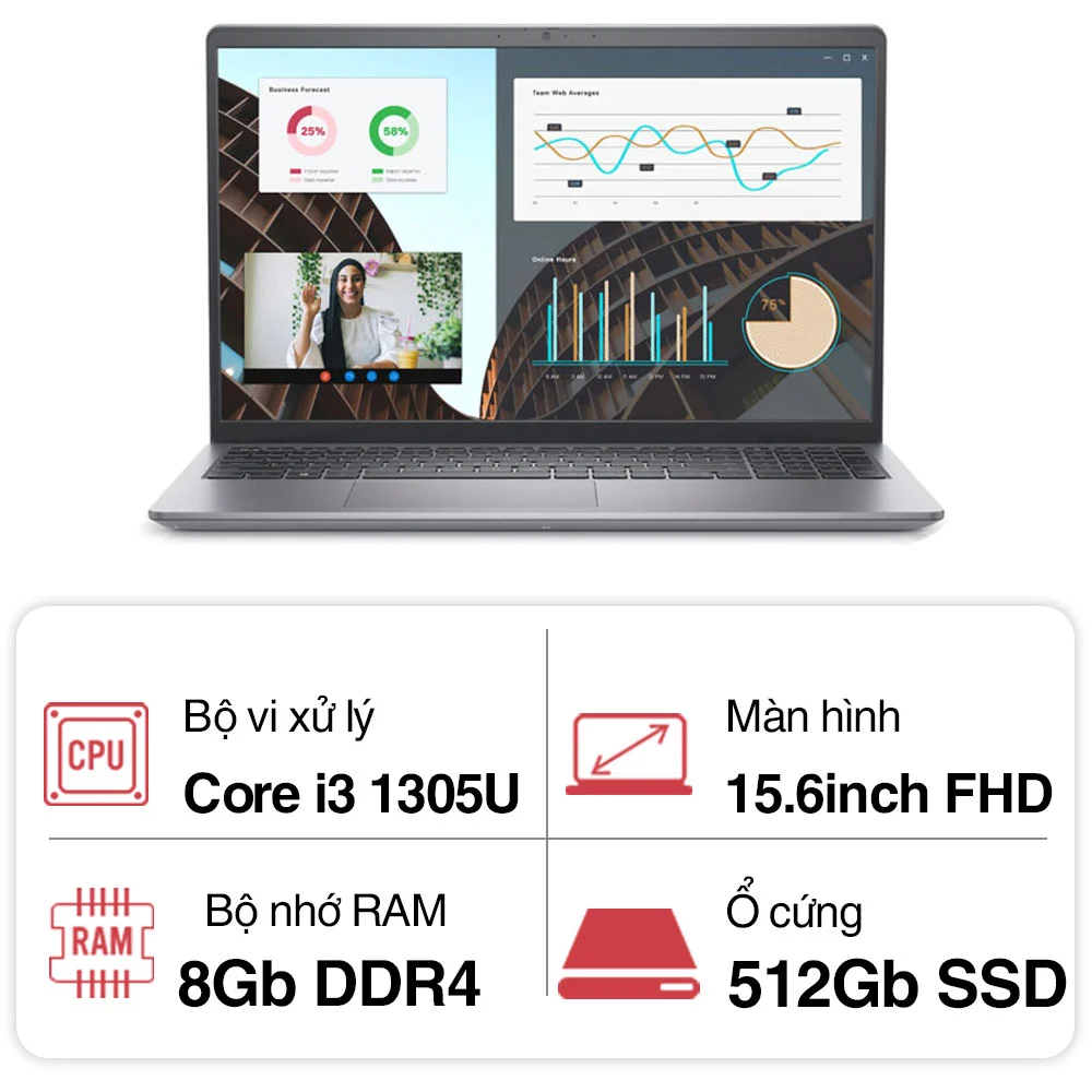 MÁY TÍNH XÁCH TAY DELL VOSTRO 3530 INTEL CORE I3-1305U/ Màn hình 15.6INCH FHD