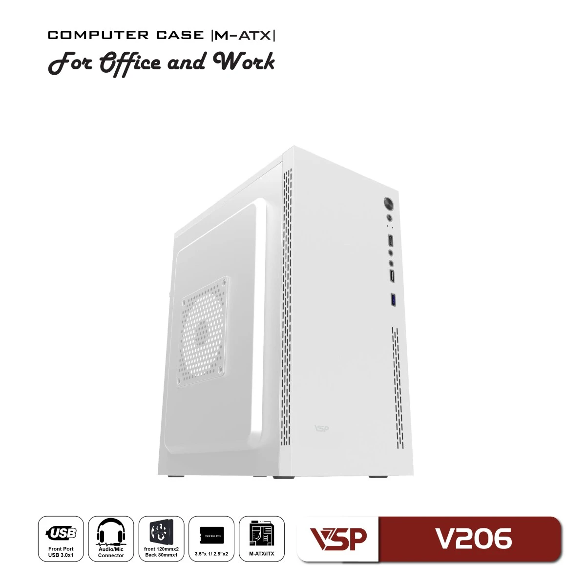 Vỏ Case Máy Tính VSP V206 - Trắng