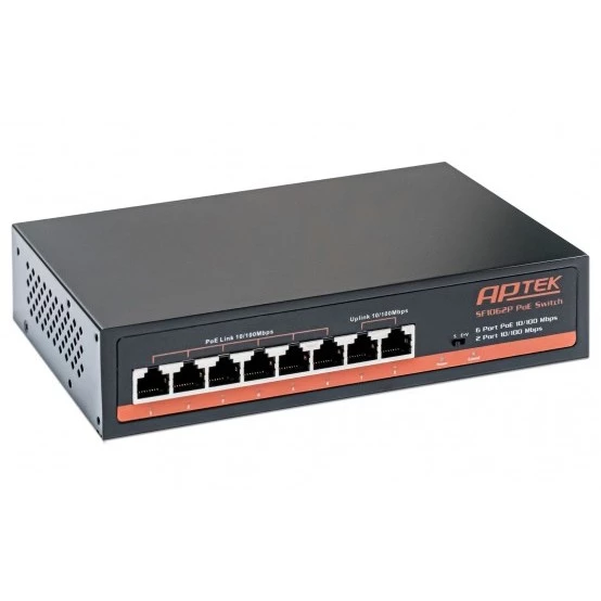 Switch 6 port PoE - SF1062P APTEK chuyên dụng cho camera, truyền tín hiệu và nguồn với khoảng cách 250m