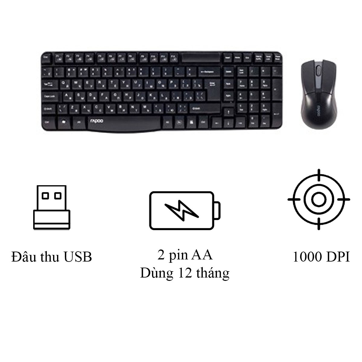 1519 - Bộ Bàn Phím Và Chuột Không Dây Rapoo X1800PRO - Hàng chính hãng - 2