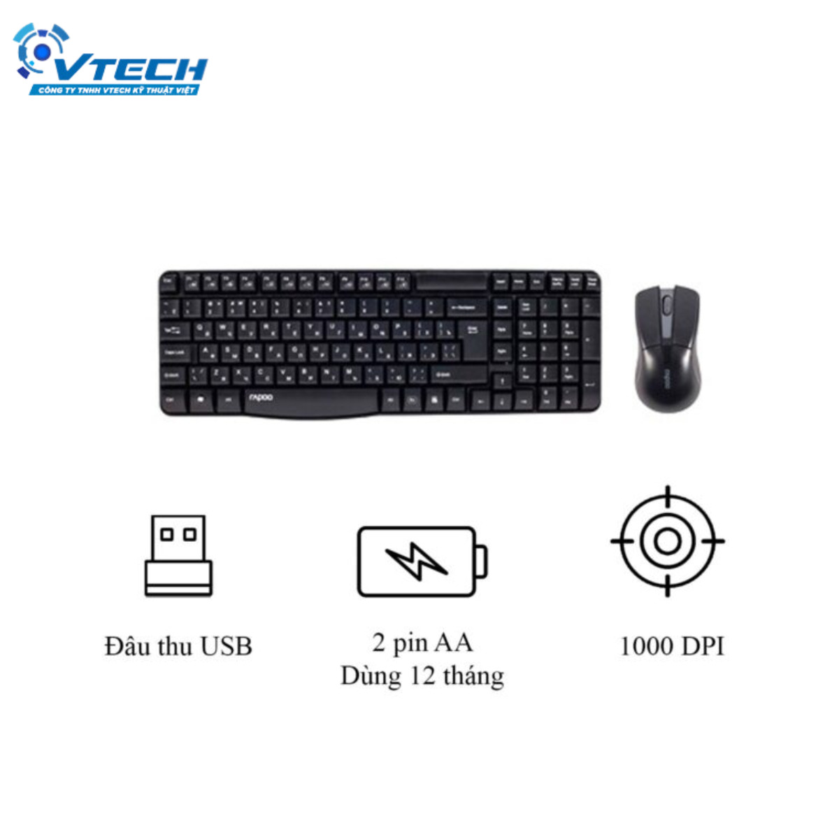 1519 - Bộ Bàn Phím Và Chuột Không Dây Rapoo X1800PRO - Hàng chính hãng - 4