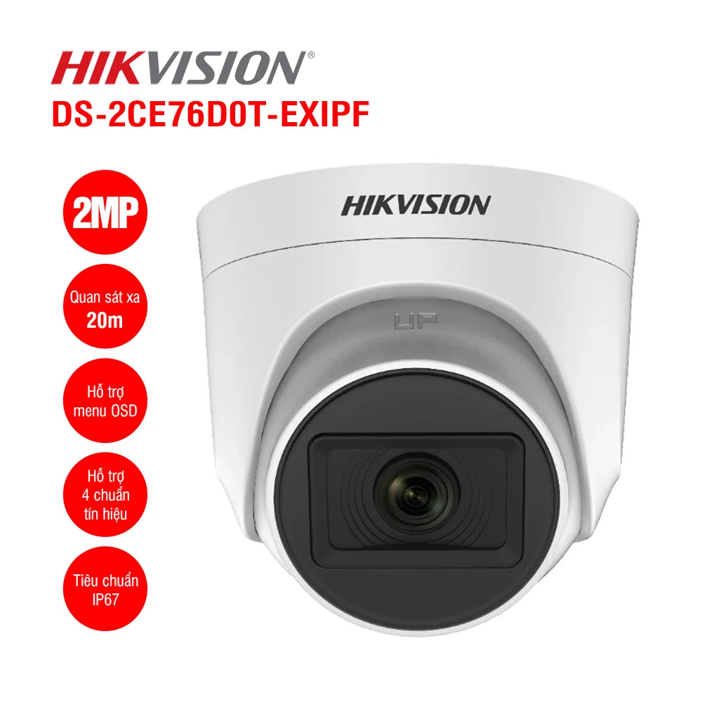 DS-2CE76D0T-EXIPF - Camera HDTVI 2MP HIKVISION DS-2CE76D0T-EXIPF