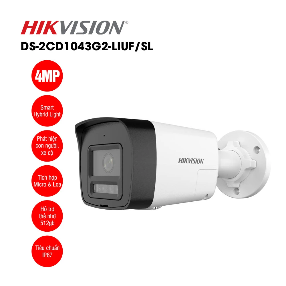 DS-2CD1043G2-LIUF - Camera IP 4MP thân trụ HIKVISION DS-2CD1043G2-LIUF SL