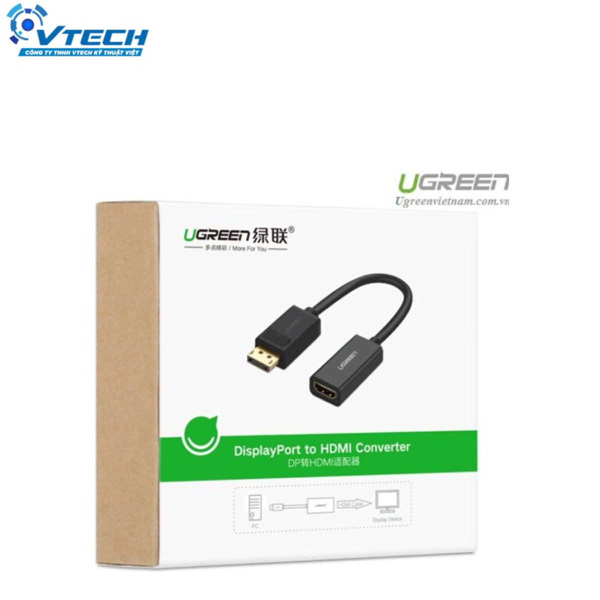 6082 - Cáp chuyển Displayport sang HDMI chính hãng Ugreen 40362 - 6