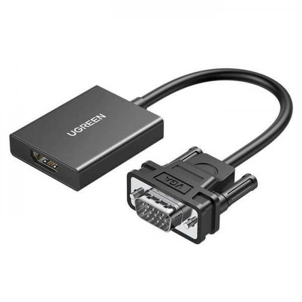 Cáp Chuyển VGA sang HDMI+Audio Ugreen 50945 CM513 (dài 30cm, có cổng trợ nguồn USB-C)