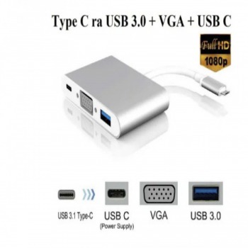 2647 - Cáp Type-C -> Usb 3.0 + Vga 4k + Type-C VSP (Dây 15cm)