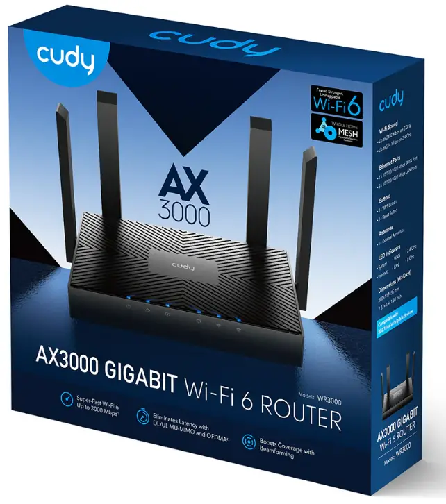 Router Wi-Fi 6 AX3000 - Cudy WR3000S