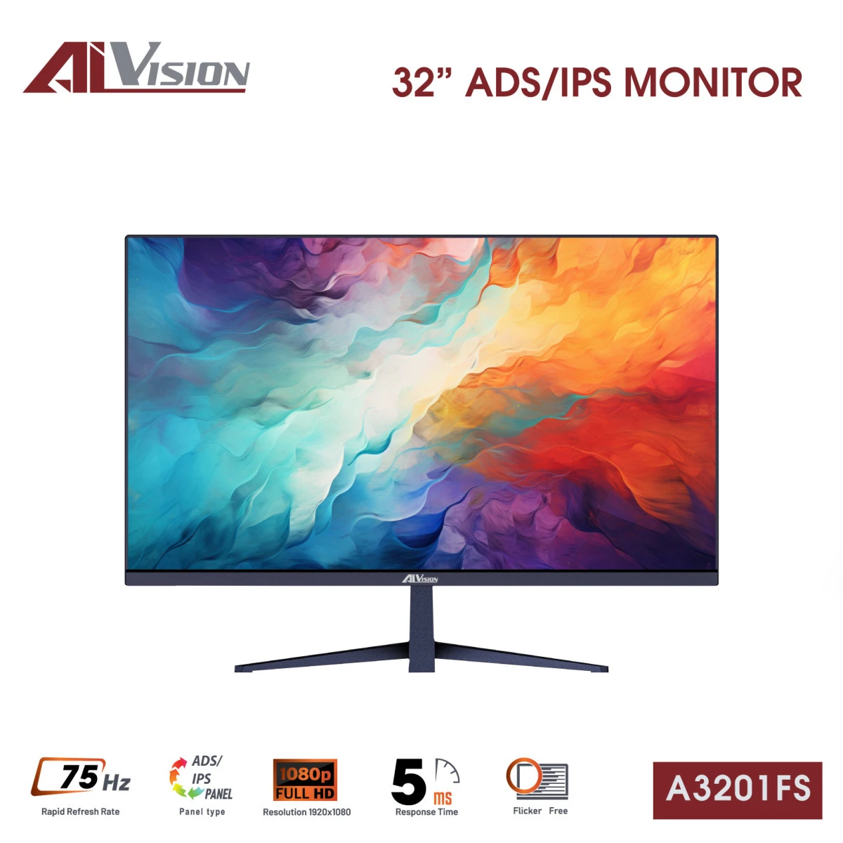 Màn hình máy tính văn phòng AiVision A3201FS (31.5inch / ADS-IPS / FHD / 75hz / 5ms) - (Đen, trắng)