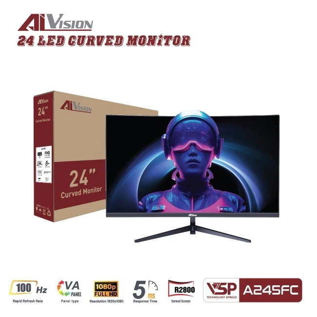 A245FC - Màn hình cong AiVision A245FC (24inch | FHD | VA | 100Hz | 5ms) - Đen, Trắng