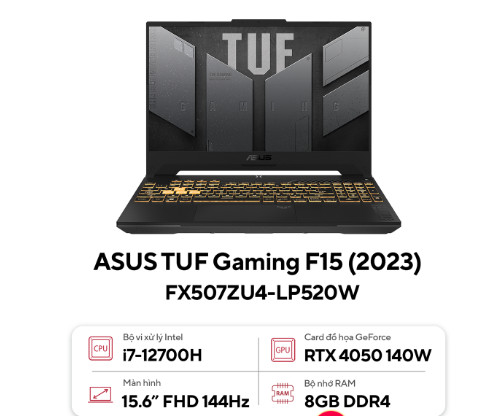 5705 - LAPTOP ASUS TUF Gaming F15 Intel® Core™ i7-12700H RAM 8GB, Ổ CỨNG 512 GB, GeForce RTX 4050 6GB GDDR6, MÀN HÌNH 15.6 INCH FHD, WINDOWS11 - 7