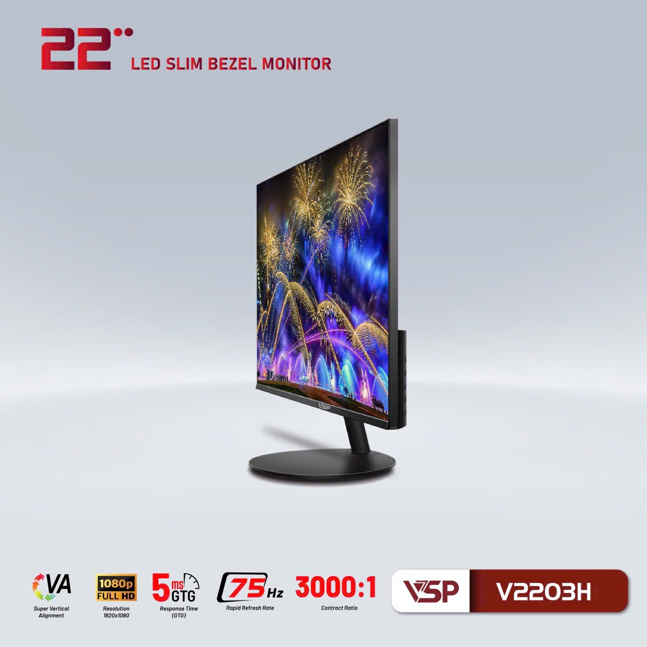 6043 - Màn Hình VSP V2203H 22inch (FullHD, 75Hz, HDMI, VGA) - 4