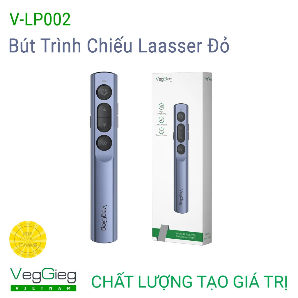 Bút trình chiếu Laser đỏ Veggieg (V-LP002) vỏ nhôm cao cấp