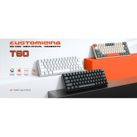 KEYBOARD T-Wolf T60 Phím Cơ keycap -kết nối Tye C- USB Led RGB ( Màutrắng, đen, Xám Trắng  ,63 key, Blue Switch, 20 chế độ Led)