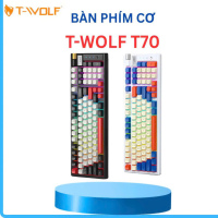 T-WOLF T70 - KEYBOARD T-WOLF T70 (White 97 key RED Switch RGB LED Bluetooth-Wireless-TypeC USB Rotate Button 870g 2000mA 1.5m)