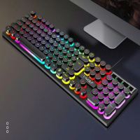 T-WOLF T80 - KEYBOARD T-Wolf T80 Giả cơ, Phím tròn Usb Led ( màu đen- trắng – hồng )
