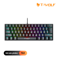 T-WOLF T61 - Keyboard T-WOLF T61 Black Chính hãng (Phím cơ, 61 key, Blue Switch, 12 chế độ LED) KO SỐ