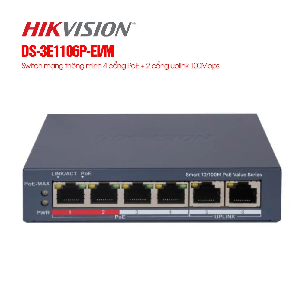 DS-3E1106P-EI M - Switch mạng 4 cổng PoE HIKVISION DS-3E1106P-EI M