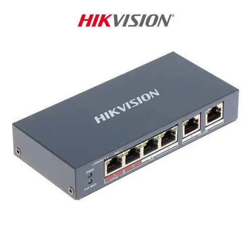 Switch mạng Hi-POE HIKVISION 4 Port 2 cổng Uplink DS- DS-3E0106HP-E