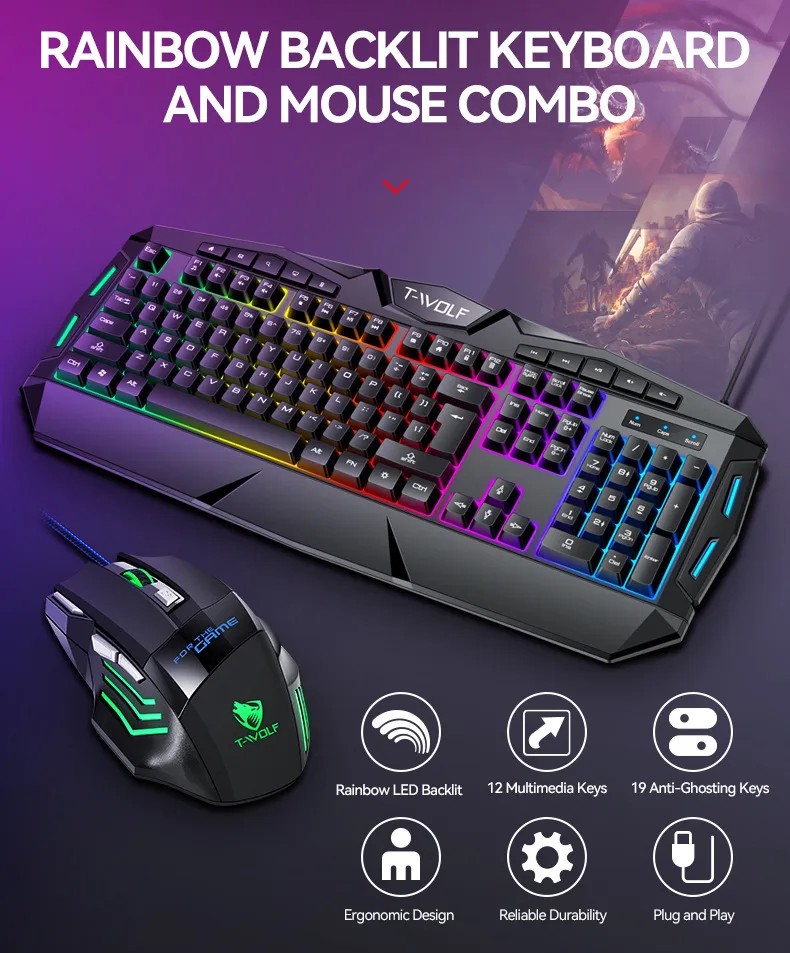 Combo Keyboard + Mouse T-Wolf TF390 Gaming