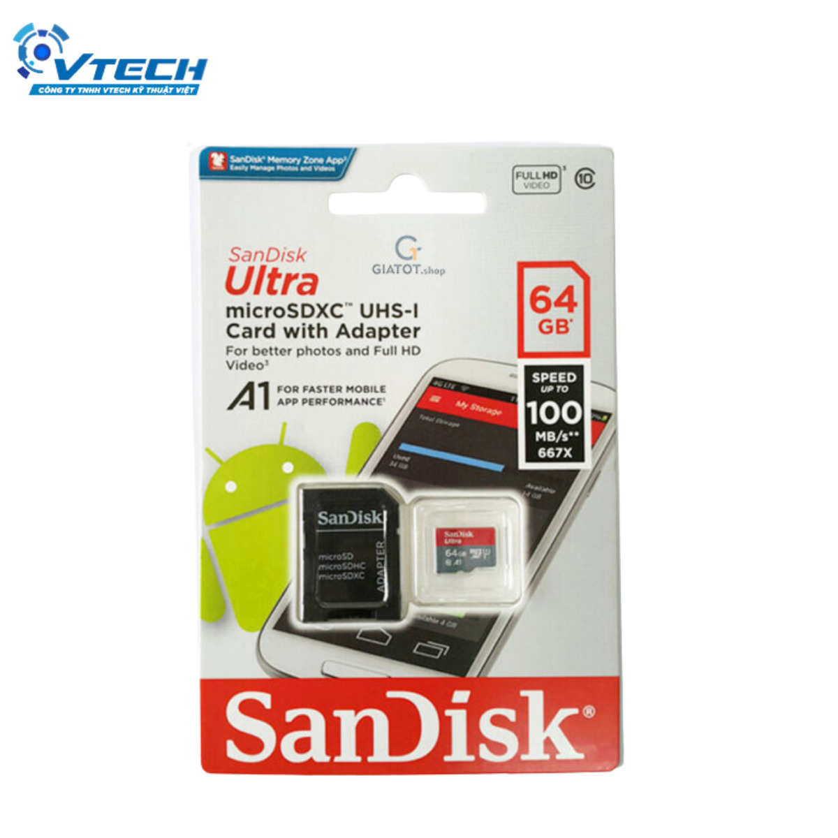 4772 - Thẻ nhớ Micro SD 64GB Sandisk Ultra Class 10 UHS-I 100Mb s chuyên dùng ghi hình cho camera IP - 2