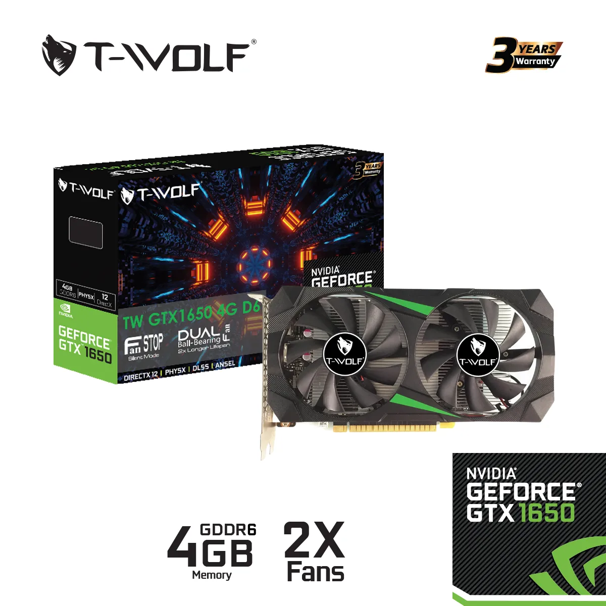 Card màn hình T-WOLF GTX 1650 4GB GDDR6