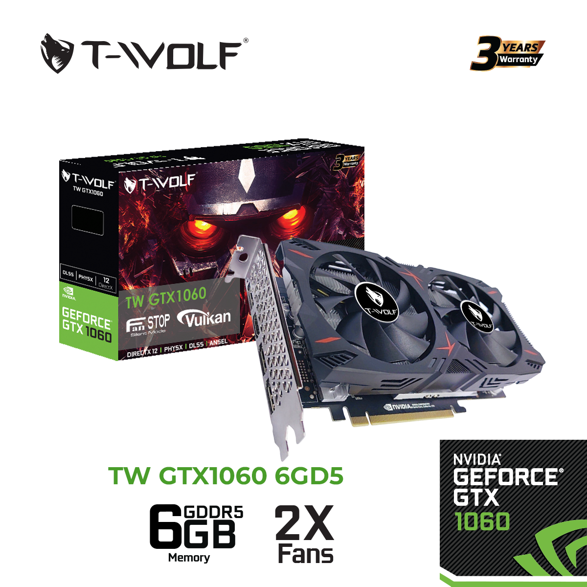 TW-GTX 1060 6G - Card màn hình T-WOLF GTX 1060 6GB GDDR5