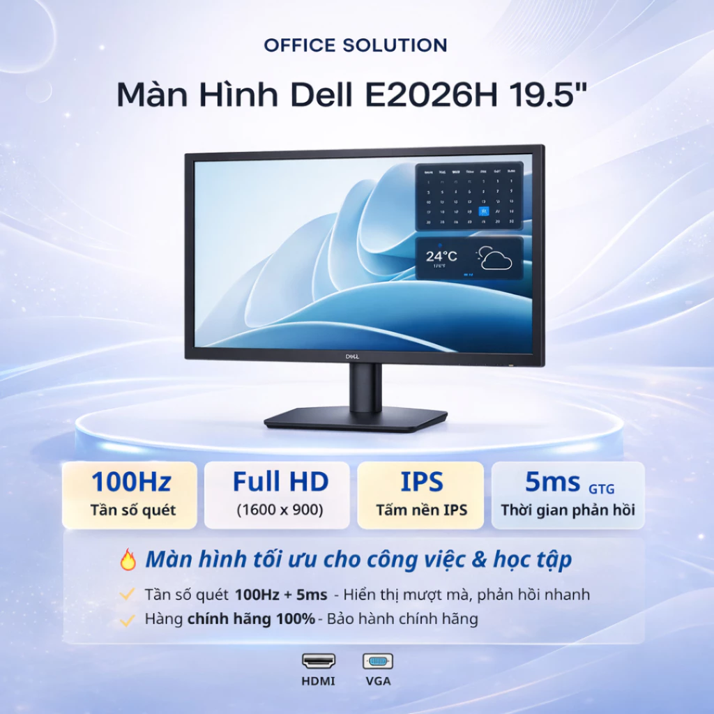 Màn Hình Dell Pro E2026H 19.5 Inch HD+ 100Hz 5ms IPS