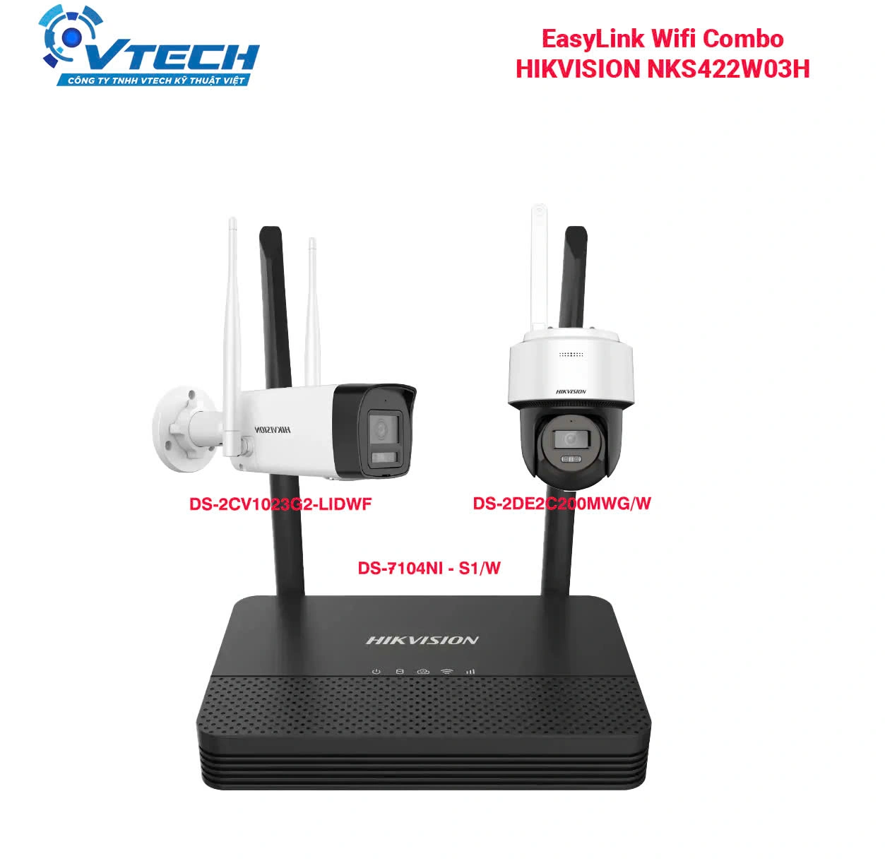 Bộ Kit EasyLink Camera NKS422W03H 2MP Không Dây HIKVISION